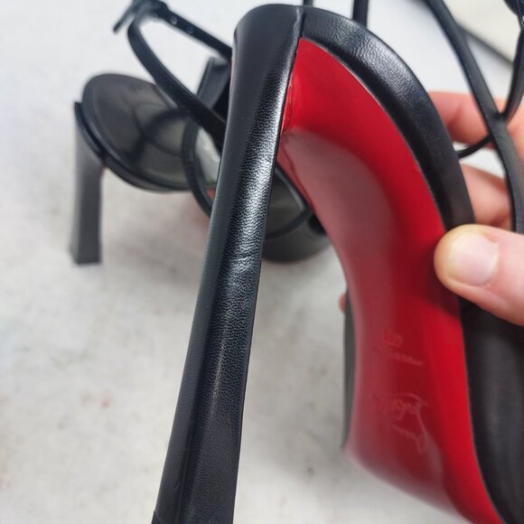 Christian Louboutin Black Strappy Condora Leather Heel Shoe - Picture 10 of 12